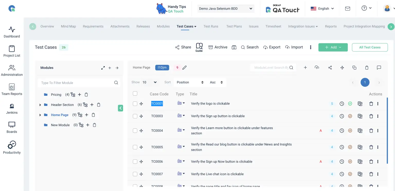  Java Selenium BDD to QA Touch